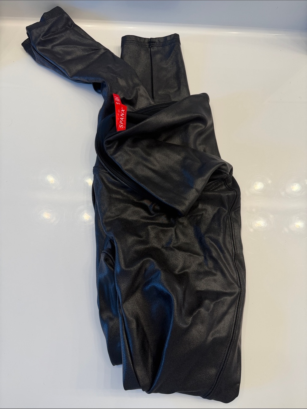 SPANX Black High-Shine Faux Leather Leggings